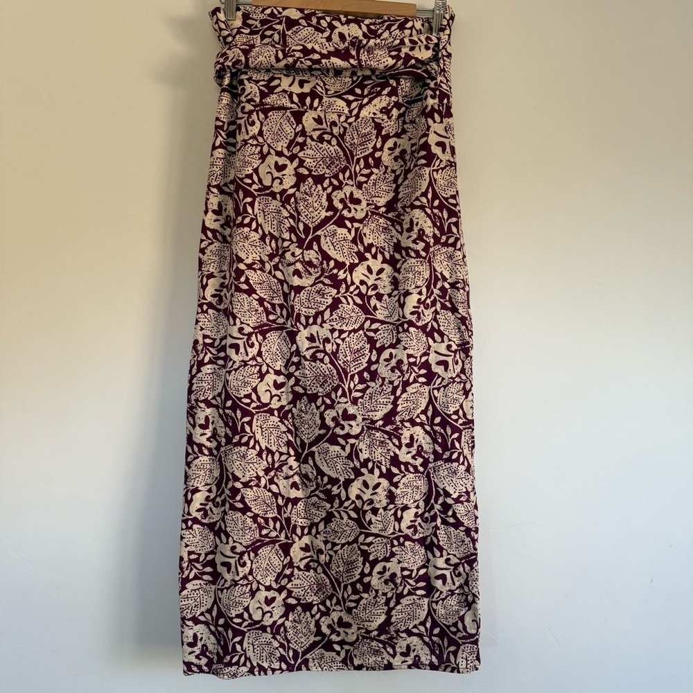 Vanessa Bruno Nesly Floral Wrap Skirt Plum White Cotton Midi Skirt Large EU 40 - Picture 4 of 6